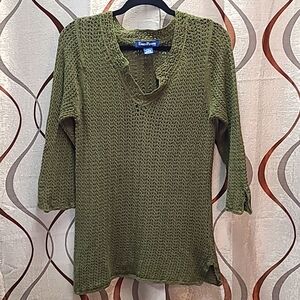 Army Green Cotton Long Sweater Cover-up